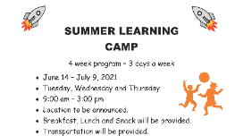 Summer Learning Camp Flier